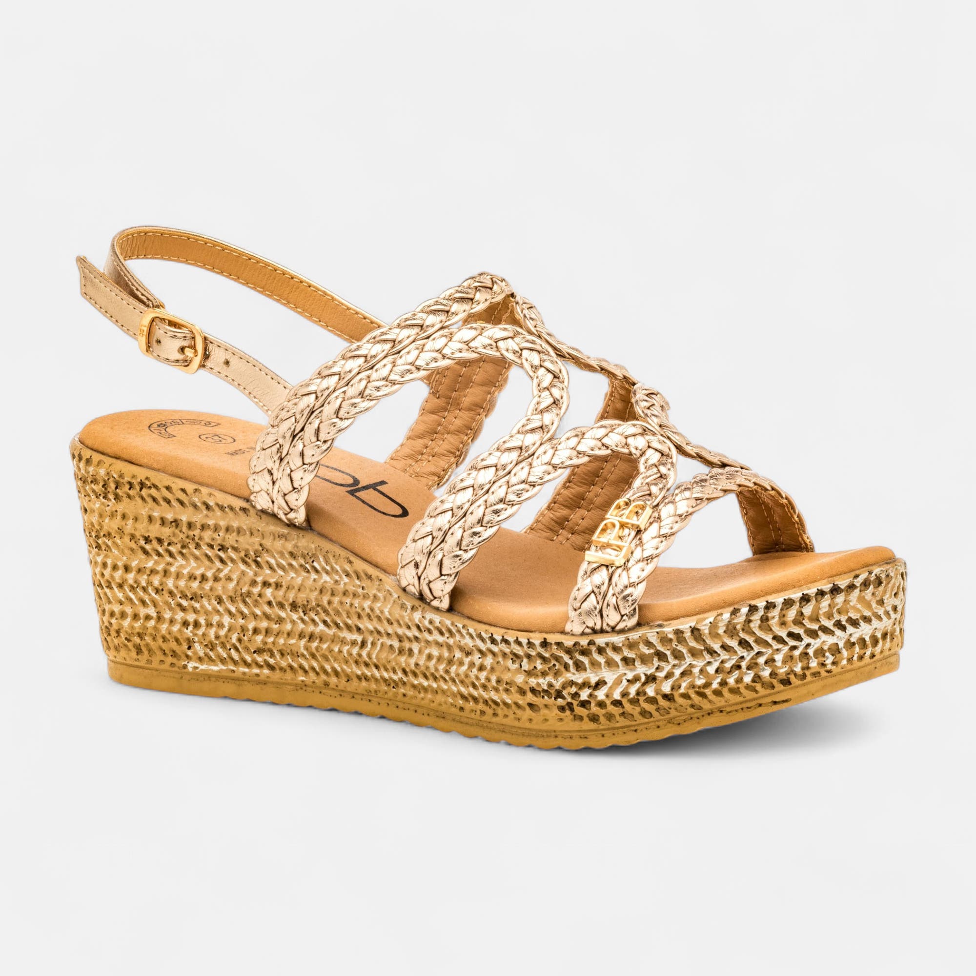 Nu-pieds à talon compensé Femme or
