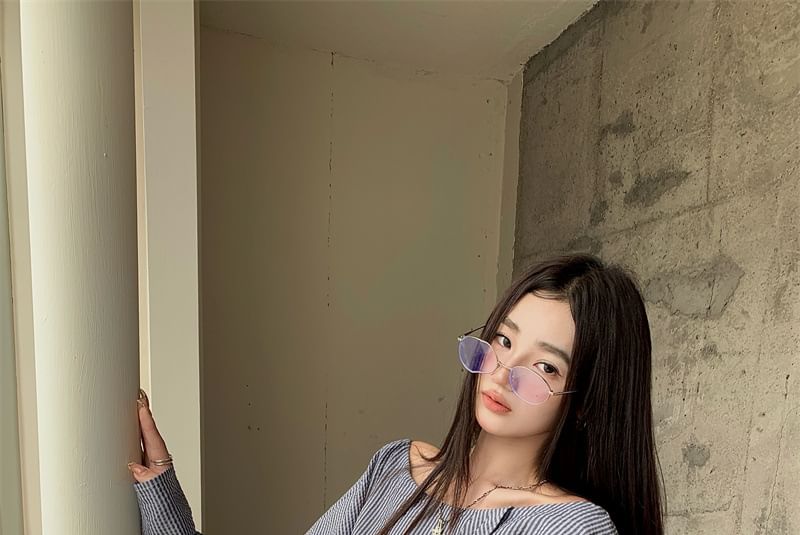 haruokiea - Blouse met lange mouwen, strepen en split aan de achterkant