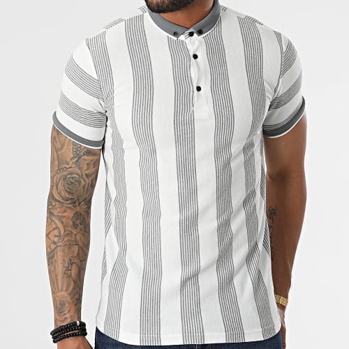 Polo Manches Courtes 1823 Gris Blanc