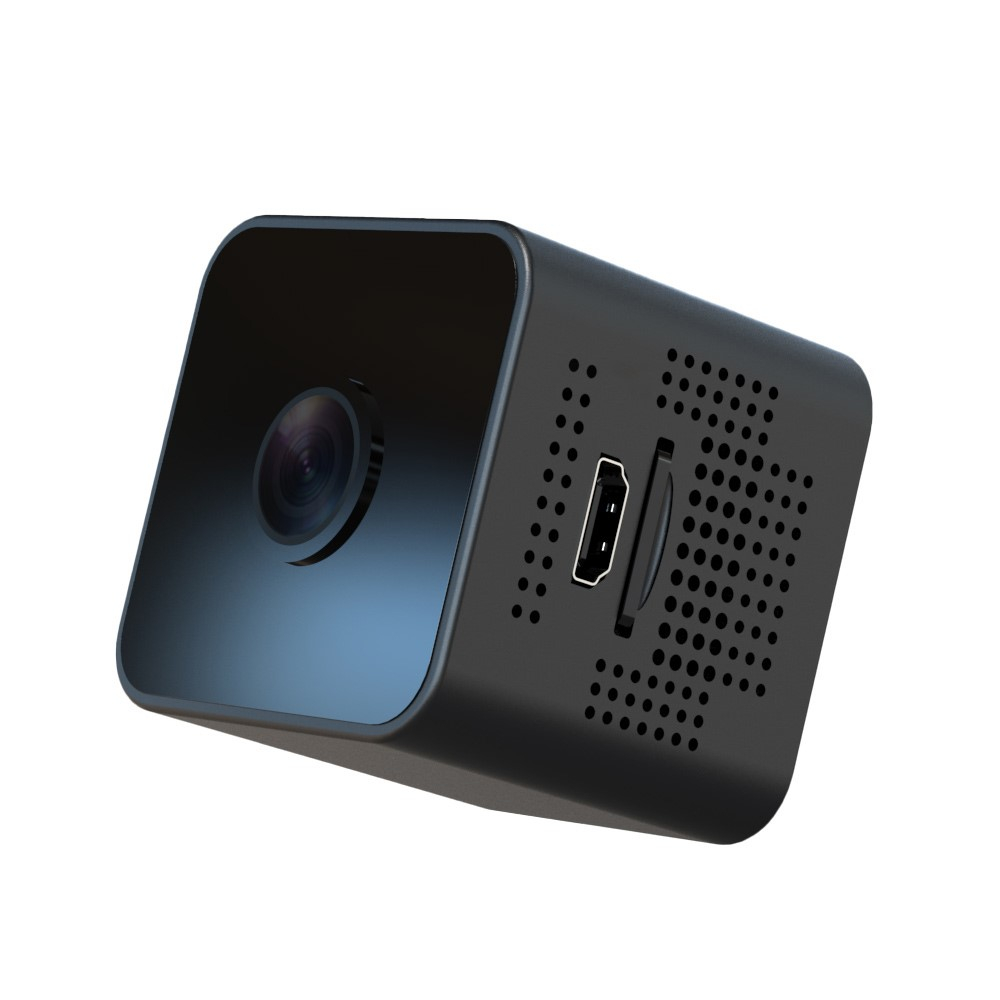 Mini WiFi IP Kamera FullHD 1080p Infrarot LED's Nachtsichtfunktion mit Akku (400mAh) und Micro SD Kartenslot   Halterung (iOS/Android) - Schwarz