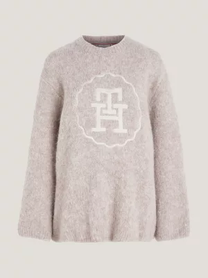 Suéter oversized em alpaca escovada com monograma TH