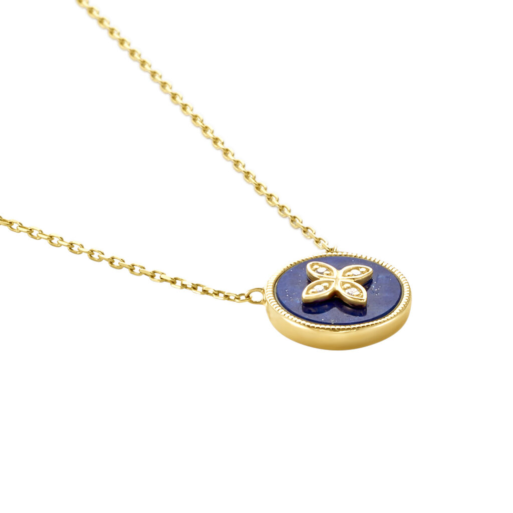 Collier Talisman Or Jaune Lapis Lazuli Diamant