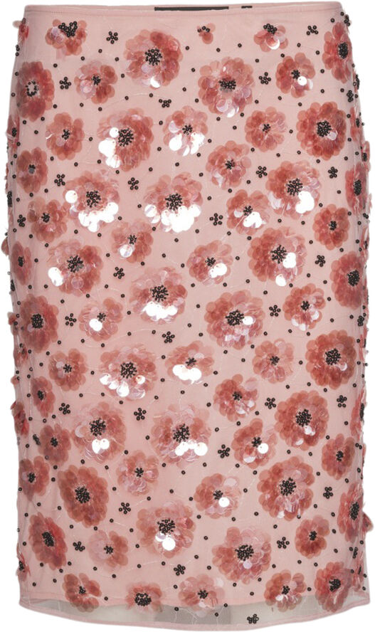 ROTATE Birger Christensen FLOWER SEQUINS SKIRT Peachskin
