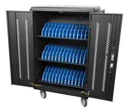 DELTACO - Vogn med hjul (kun opladning) - for 36 tablets/notebooks - låsbar - aluminiumsramme - sort - skærmstørrelse: op til 14