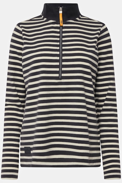 Sweatshirt, Ringel, Troyer-Kragen, Langarm, OEKO-TEX