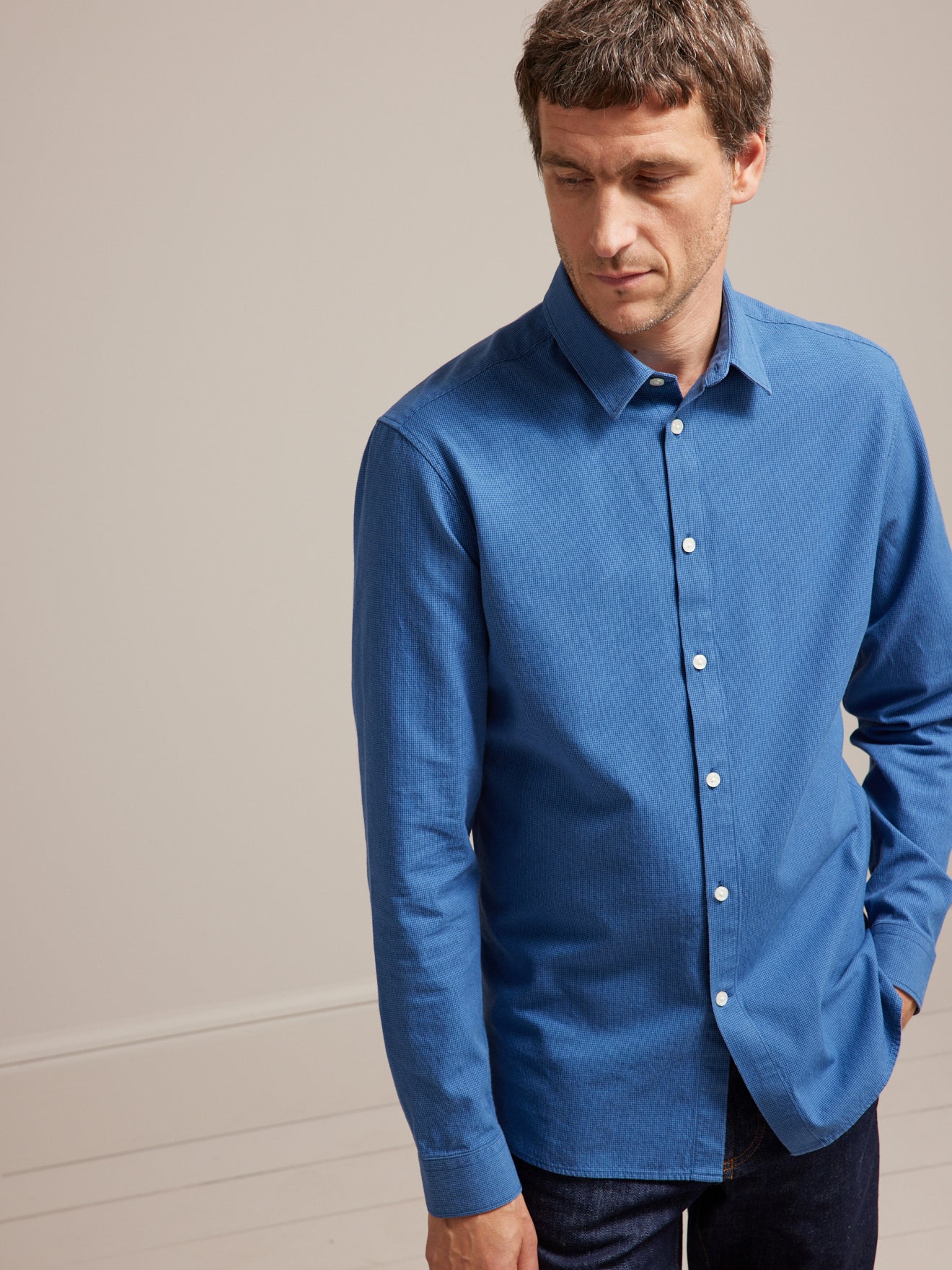 Chemise pied-de-puce slim fit homme - coton biologique