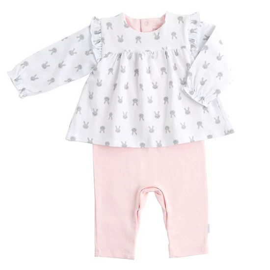 Combirobe imprimée lapinou   Blanc/Rose        de               P'tit bisou