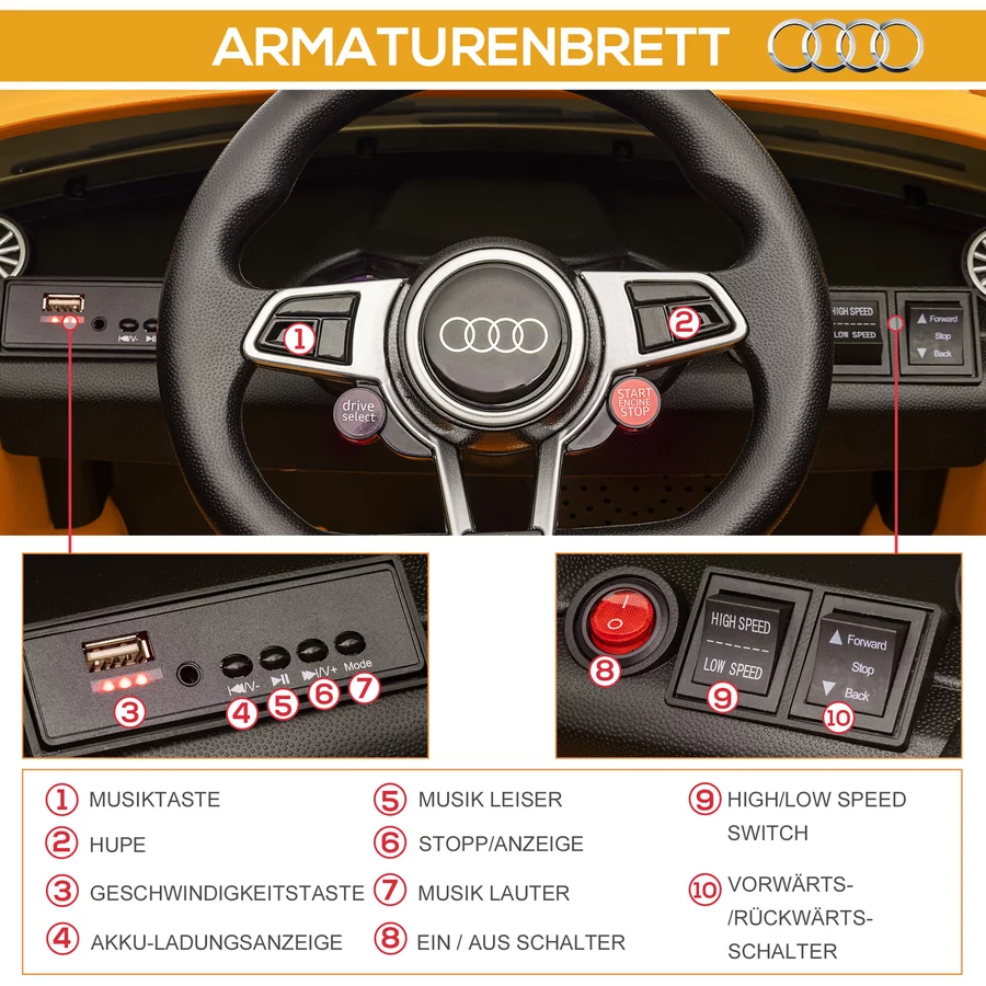 HOMCOM Kinder Elektroauto gelb