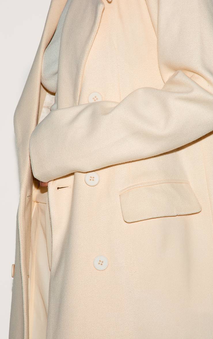 Ecru Manteau Maxi Oversize À Double Boutonnage Aspect Laine