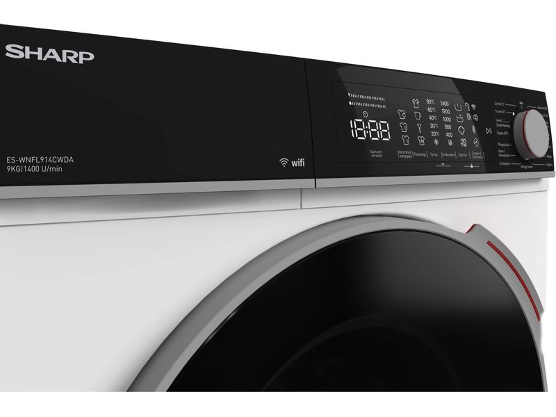 Sharp Waschmaschine ES-WNFL914CWDA Links Frontloader mit 9 kg Ladekapazität