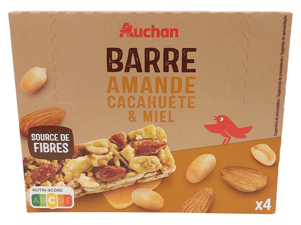 BARRAS CEREAIS AUCHAN AMÊNDOAS E MEL 4 UN 120G