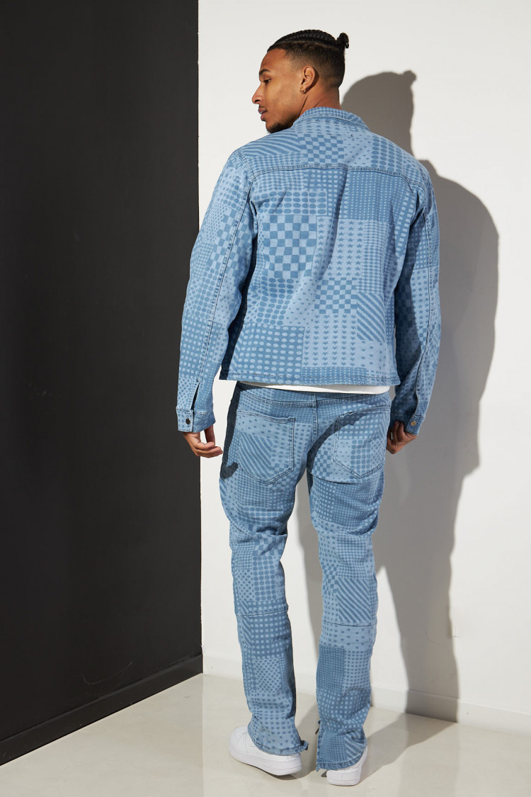Jean bleu à motifs