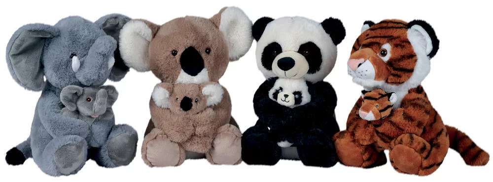 PELUCHE ANIMAL ASSIS 28 CM AVEC BEBE