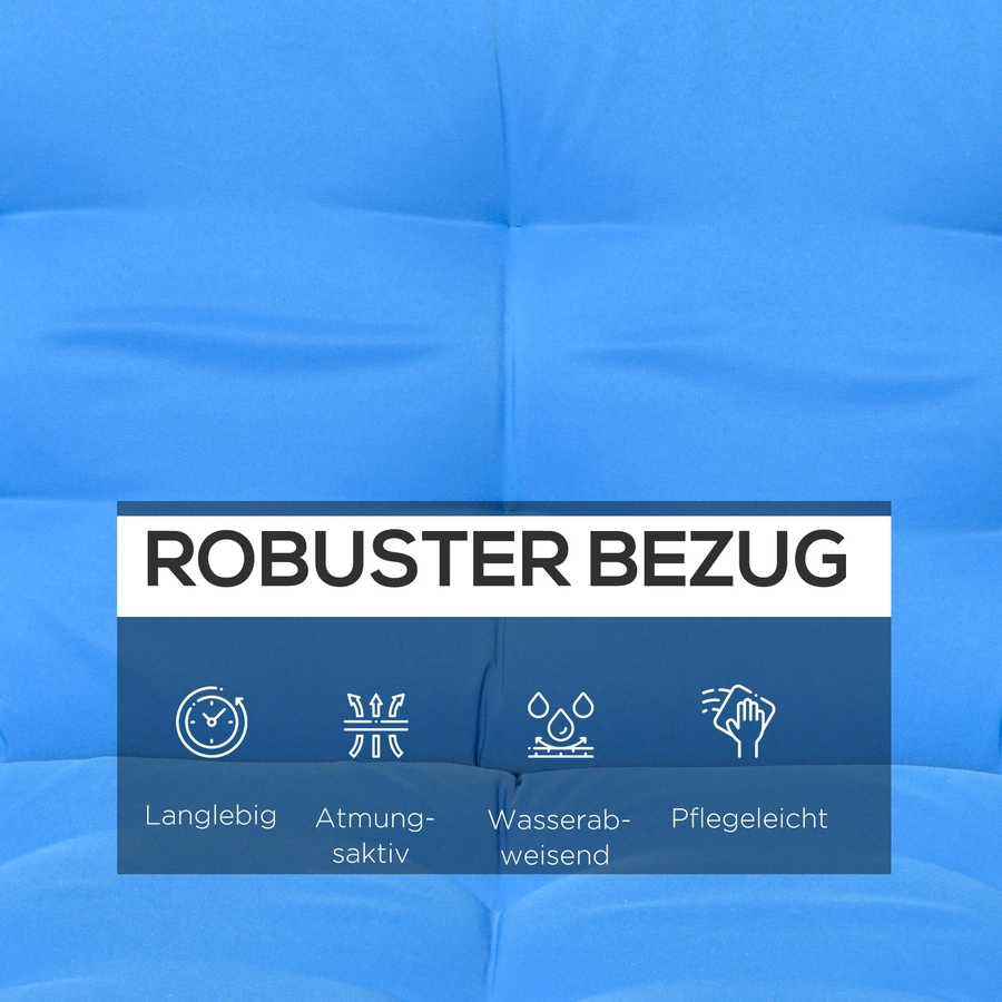Outsunny Sitzkissen mit 6 Bändern blau