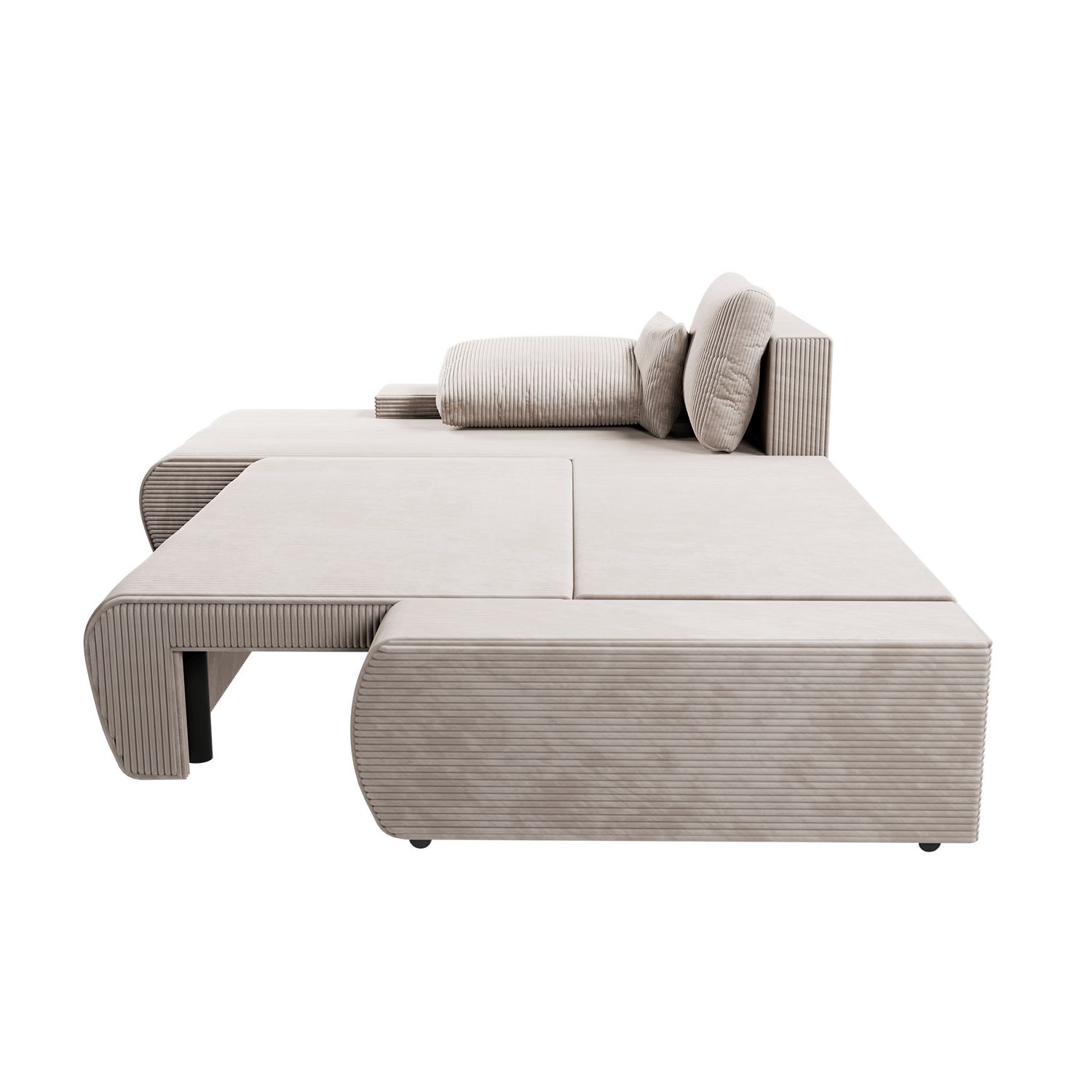 Juskys Sofa Iseo Links mit Schlaffunktion - Stoff Couch L Form für Wohnzimmer - Beige
