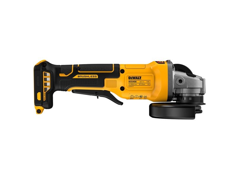 DEWALT Winkelschleifer 18 V DCG408NT-XJ Ohne Akku 18 V Brushless Akku-Winkelschleifer mit 125 mm Scheibendurchmesser