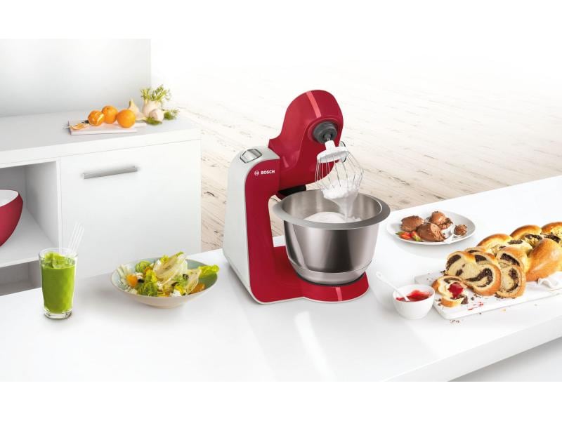 Bosch Küchenmaschine MUM58720 Rot/Silber 1000 W-Küchenmaschine mit umfangreichem Zubehör, rot/silbern