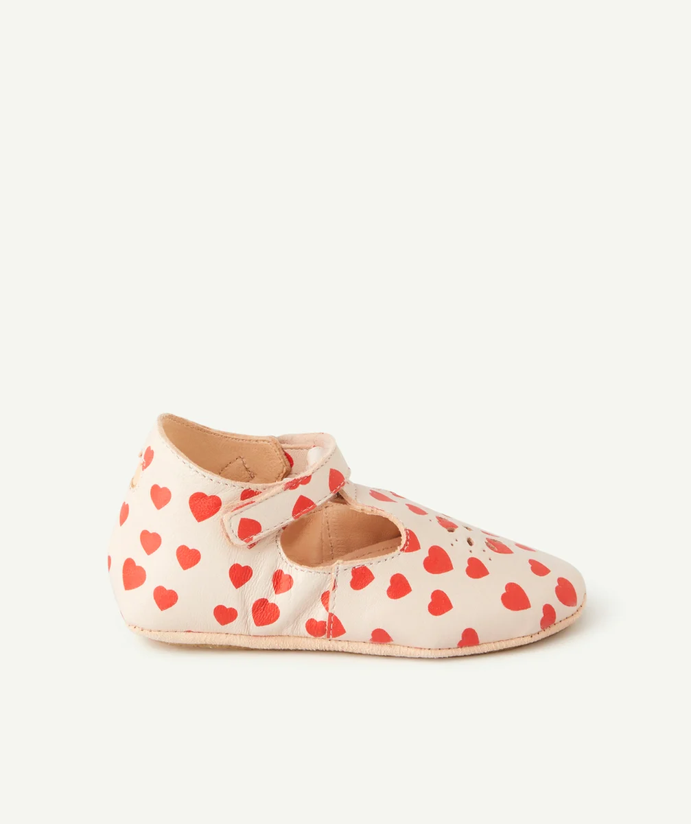 EASY PEASYCHAUSSONS EN CUIR IMPRIMÉS COEURS