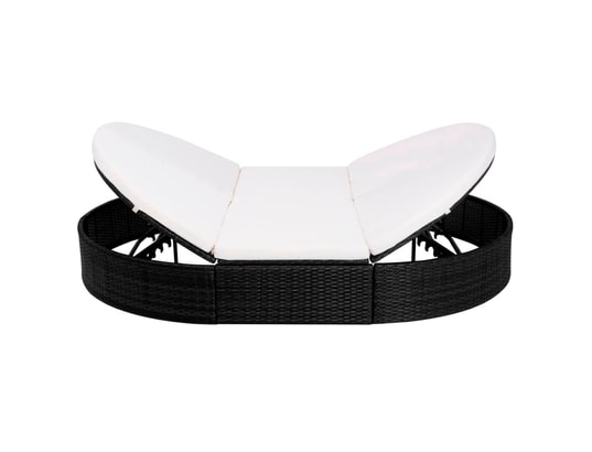 VIDAXL - Lit de repos d'extérieur avec coussin résine tressée noir