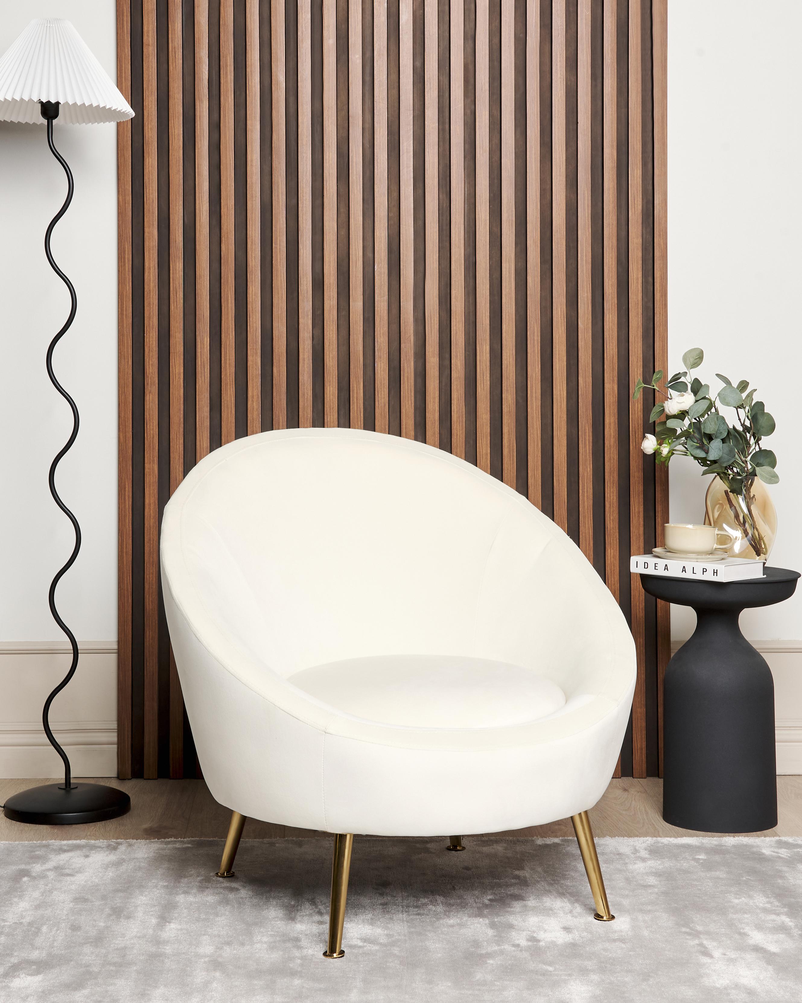 Fauteuil LANGA Fluweel Gebroken wit
