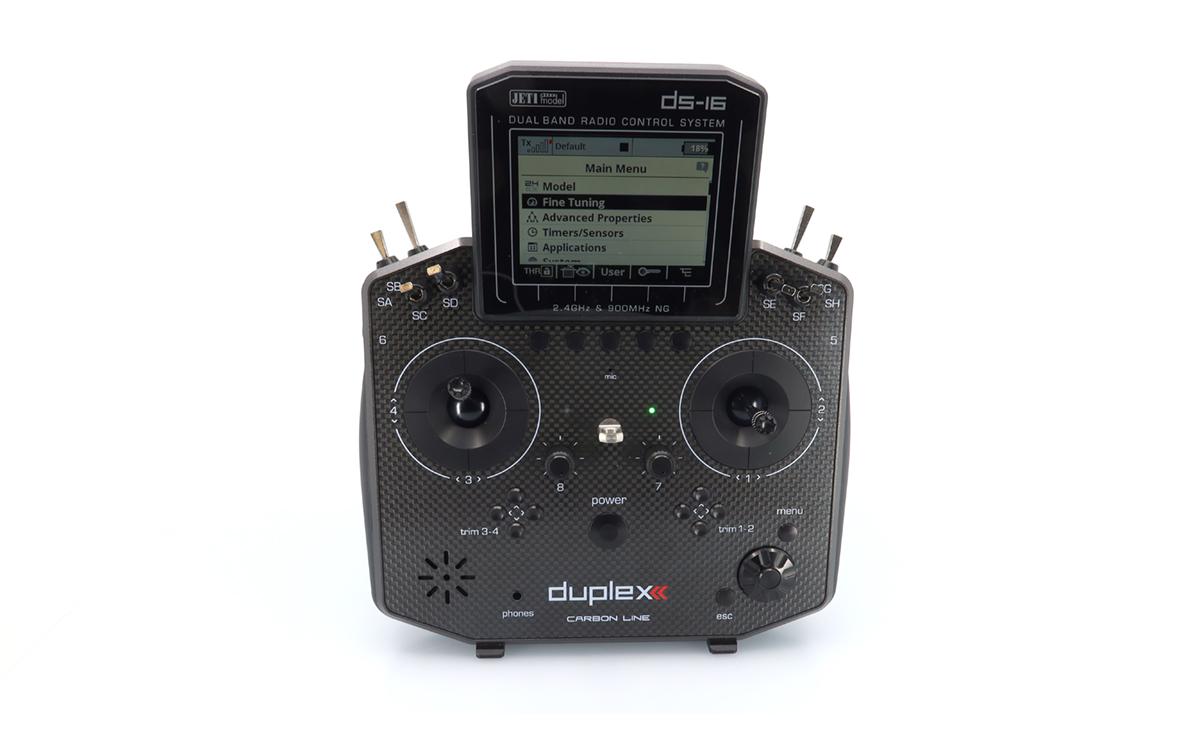 Fernsteuerung DS-16 II Carbon Line Schwarz mit R10 Empfänger<br>Professioneller Jeti Duplex 2.4 GHz Sender
