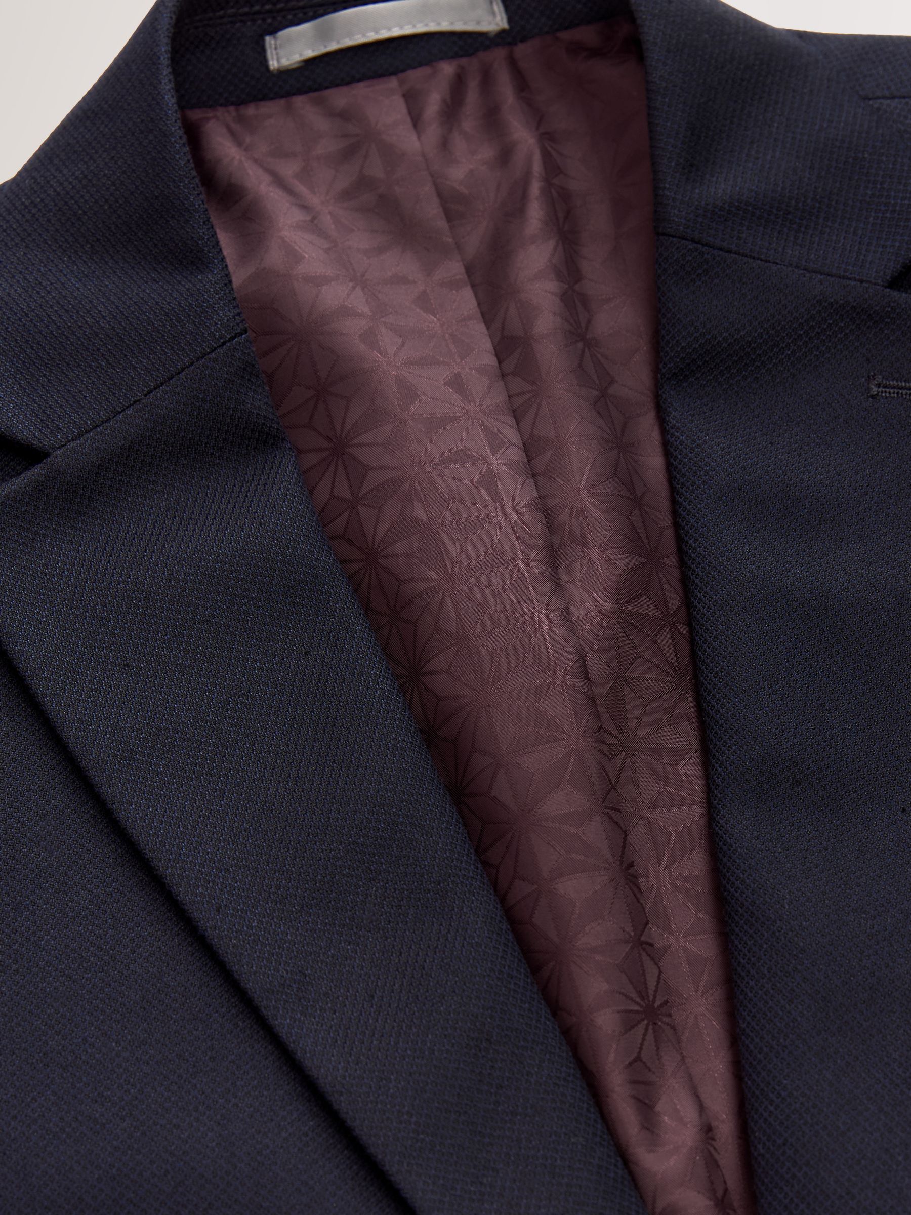 Donkerblauw - Normale Pasvorm - Kostuum met textuur: colbert