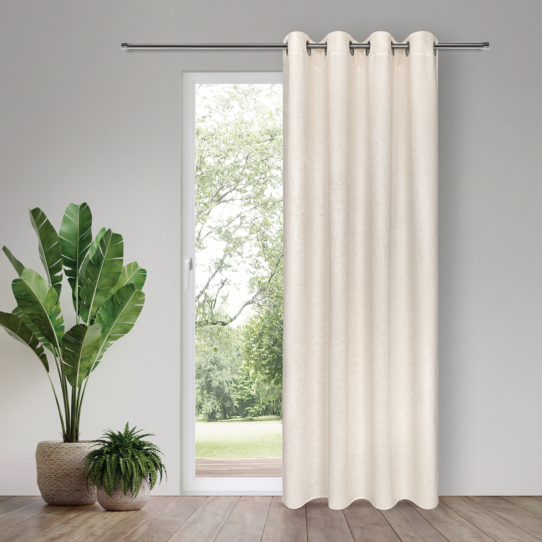 Ösenschal - beige - Prägung - 140x245 cm