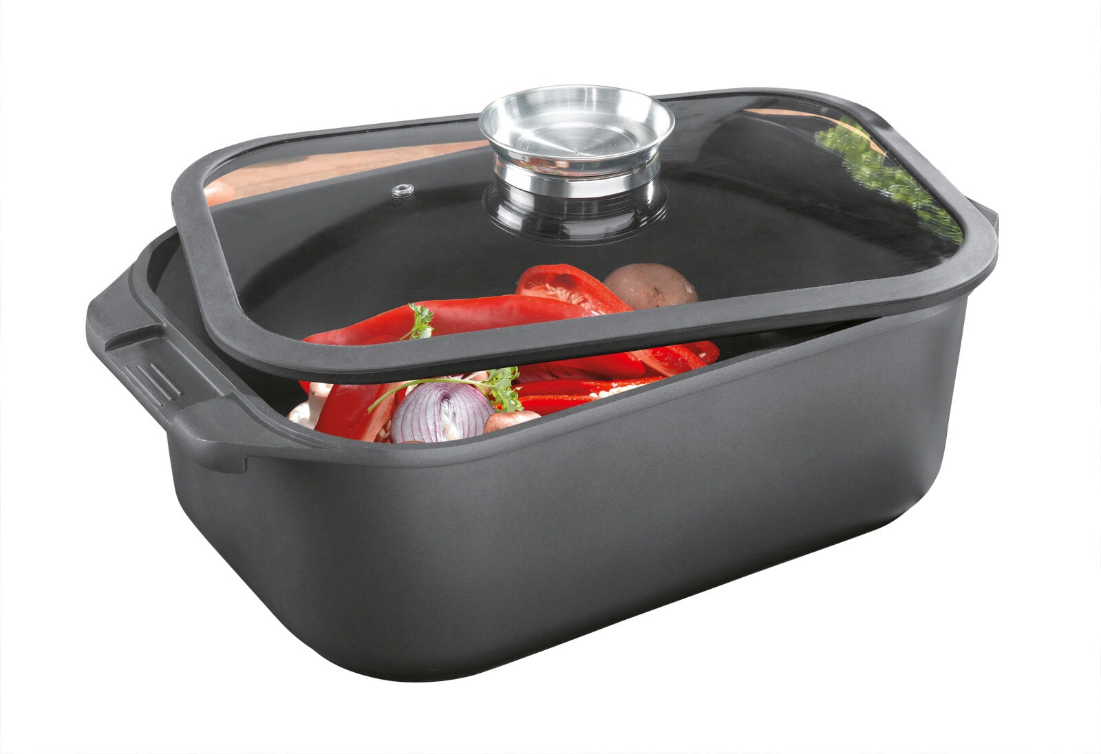 casaNOVA Bräter mit Glasdeckel KELAND 7500 ml Aluguss schwarz
