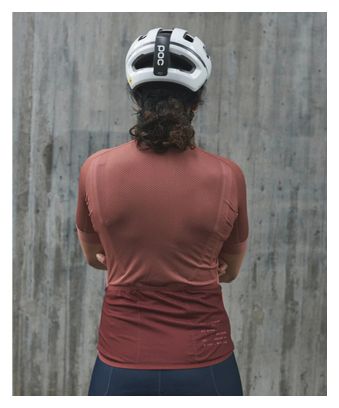 Maillot Manches Courtes Femme Poc Essential Road Logo Marron/Rouge