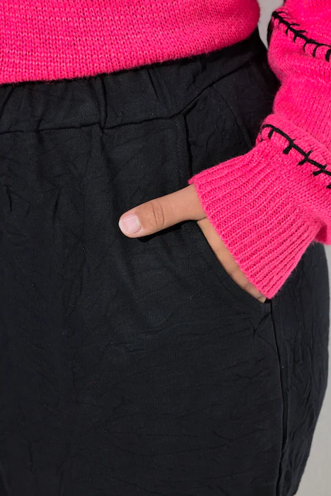 Crinkle-Hose, Loose Jogg-Style, Crinkle, Elastikbund, schwarz