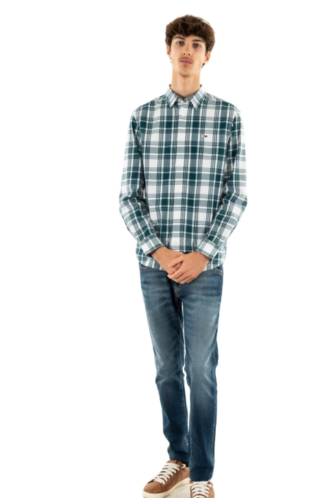 Chemise tommy jeans reg poplin check cwg deep seawater big check