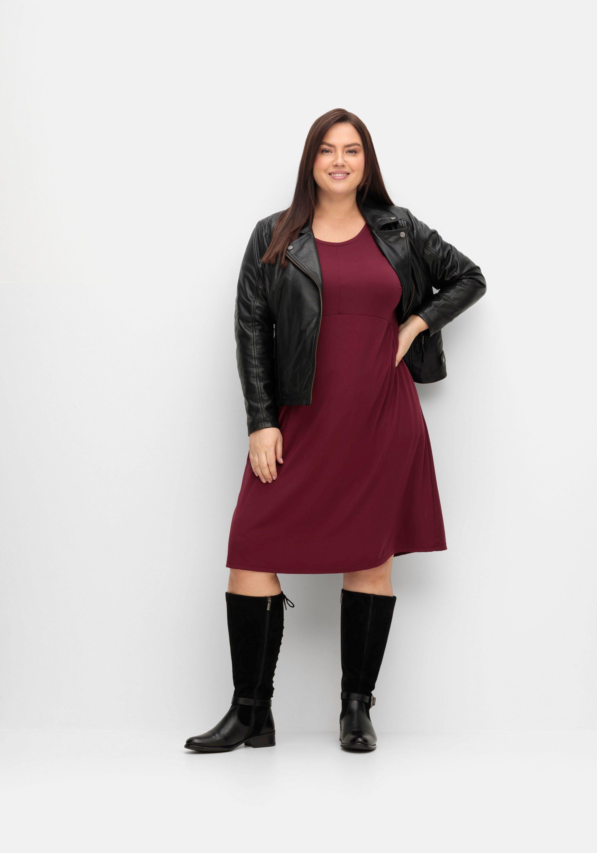 Shirtkleid mit gerafften 3/4-Ärmeln