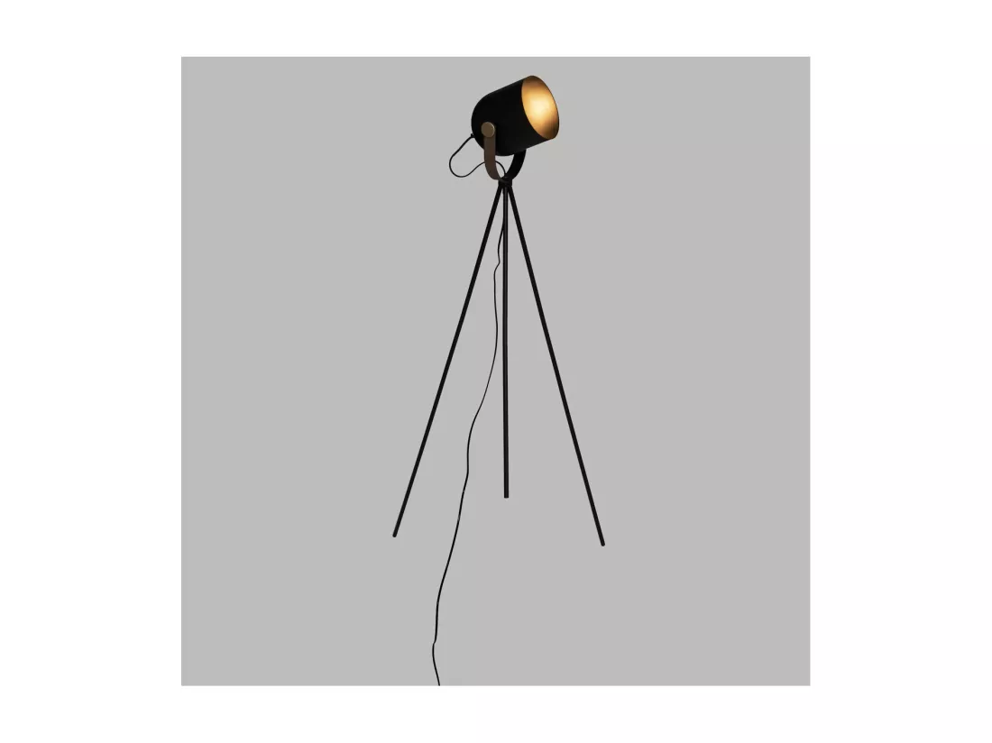 Lampadaire trépied en Métal Noir H 136 cm