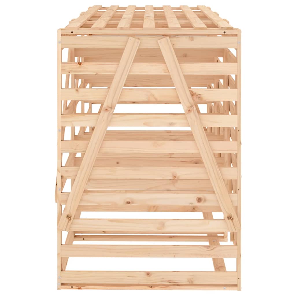 Abri pour poubelle triple sur roulettes bois massif de pin