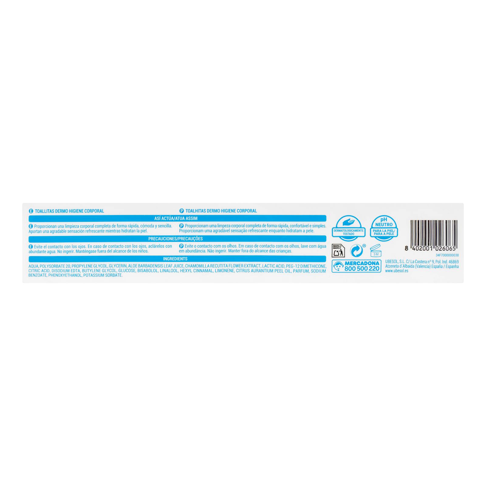 Lingettes d'hygiène corporelle Deliplus Dermo, format géant
