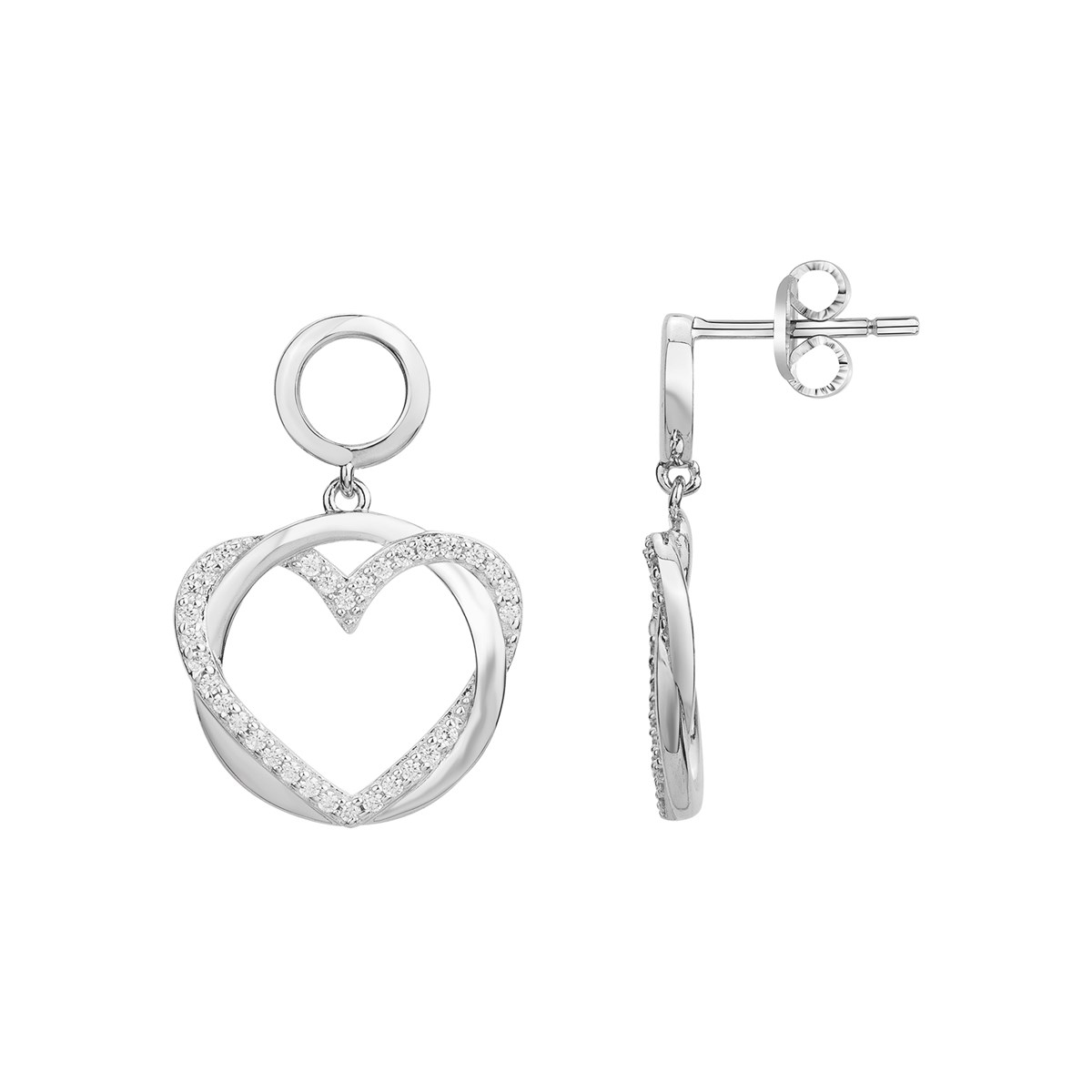 Boucles d'oreilles pendantes en Argent avec oxyde de zirconium blanc