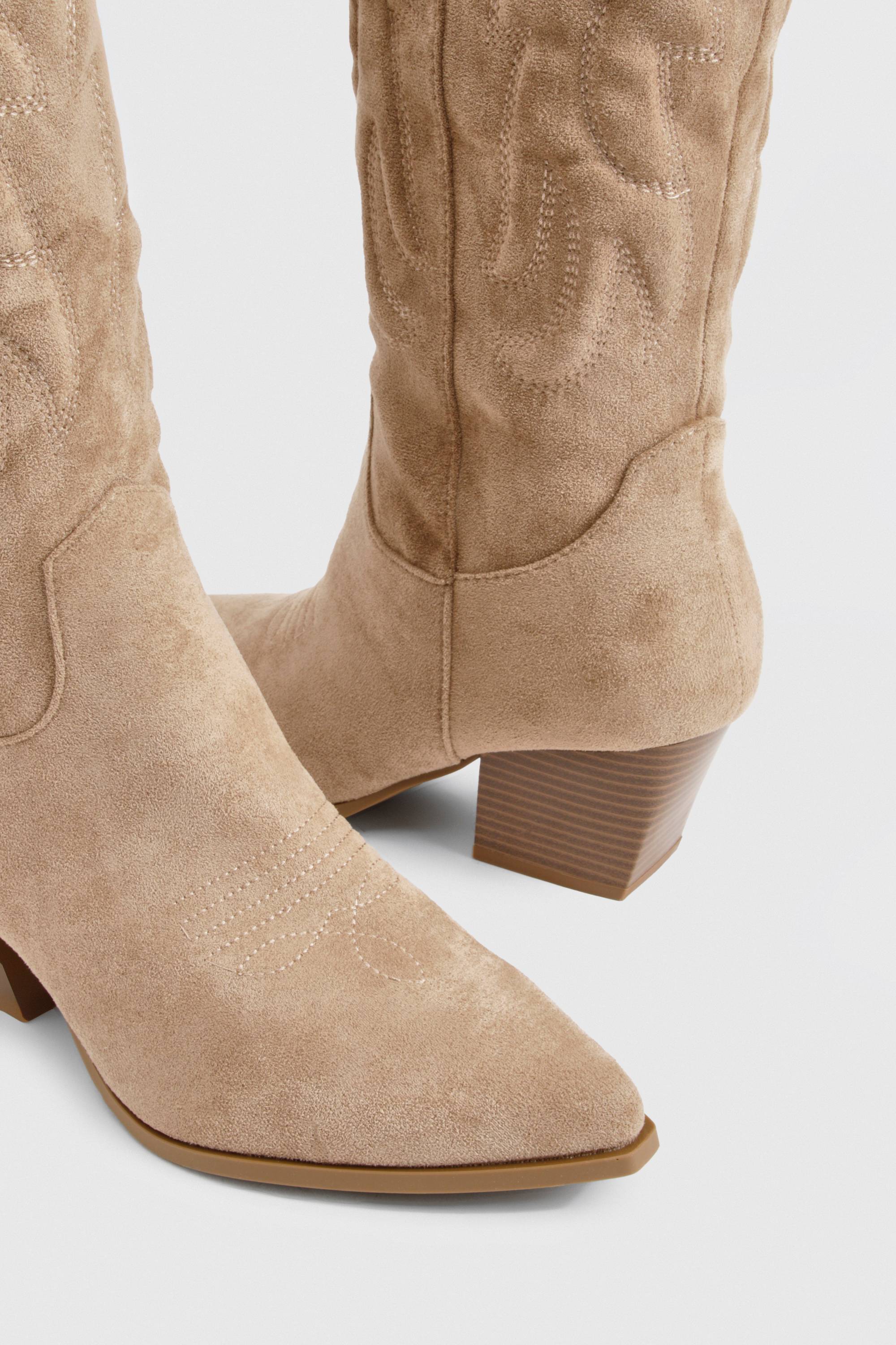 boohoo Bottes Western brodées jusqu'aux genoux
