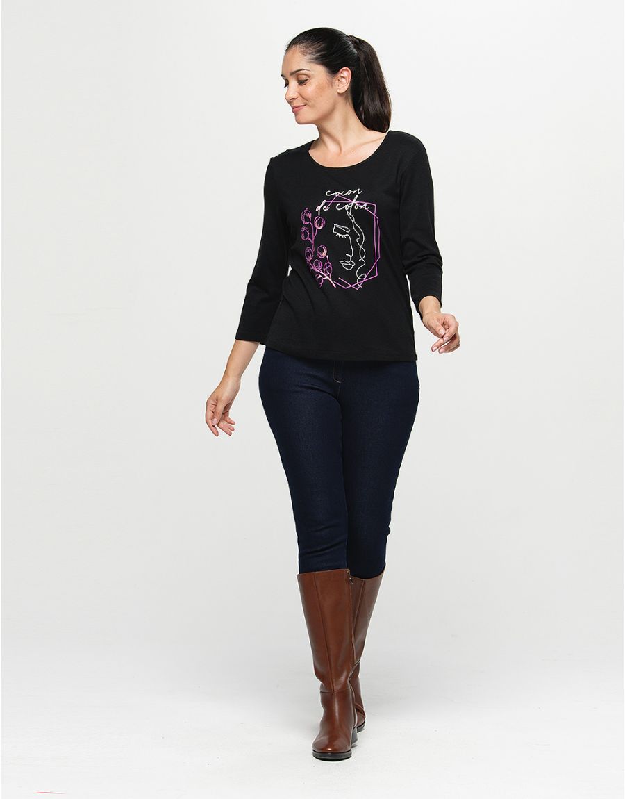 T-shirt coton modal noir