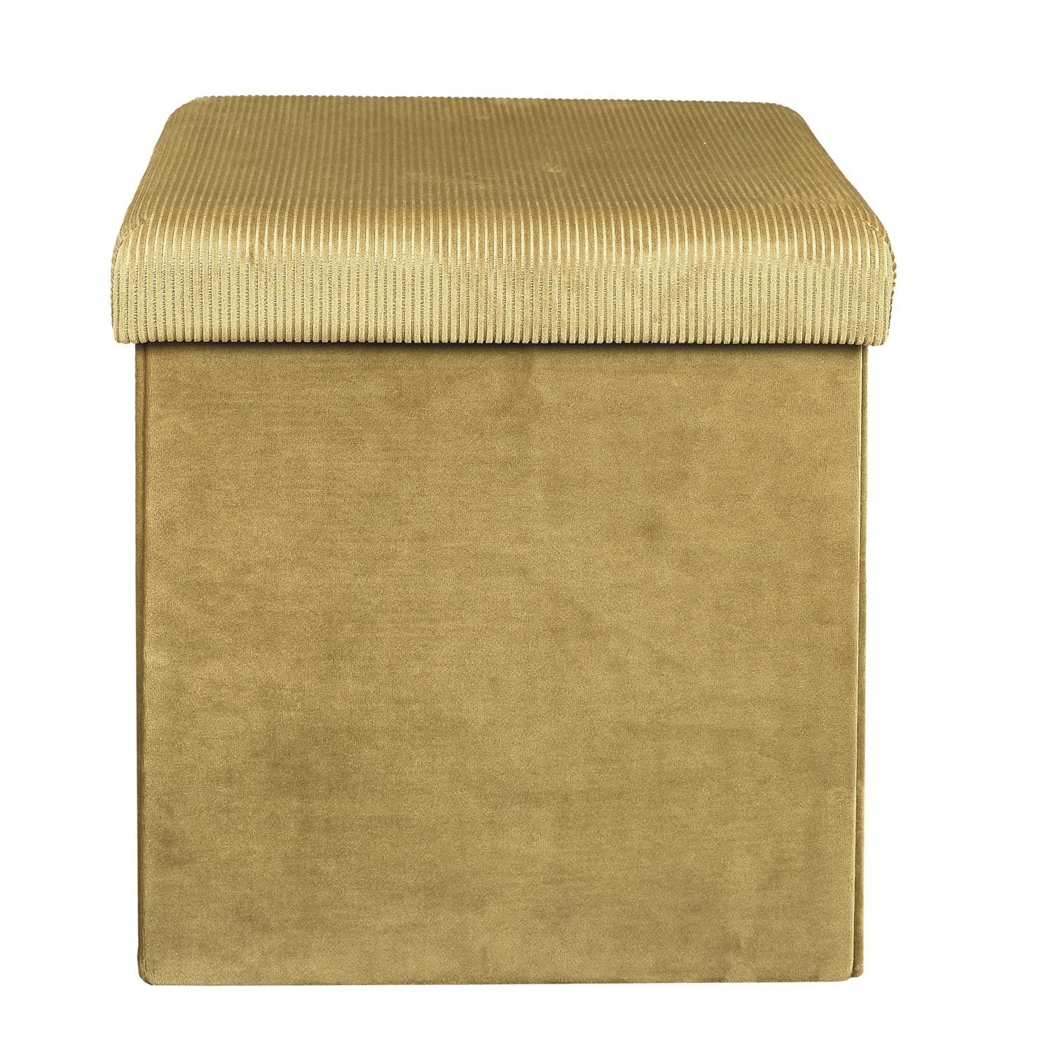 COFFRE POUF PLIABLE VELOURS COTELE GIULIA JAUNE