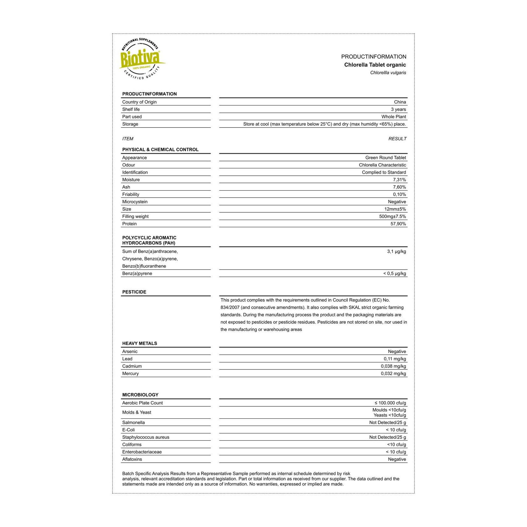 Biotiva Chlorella Tabletten Bio
