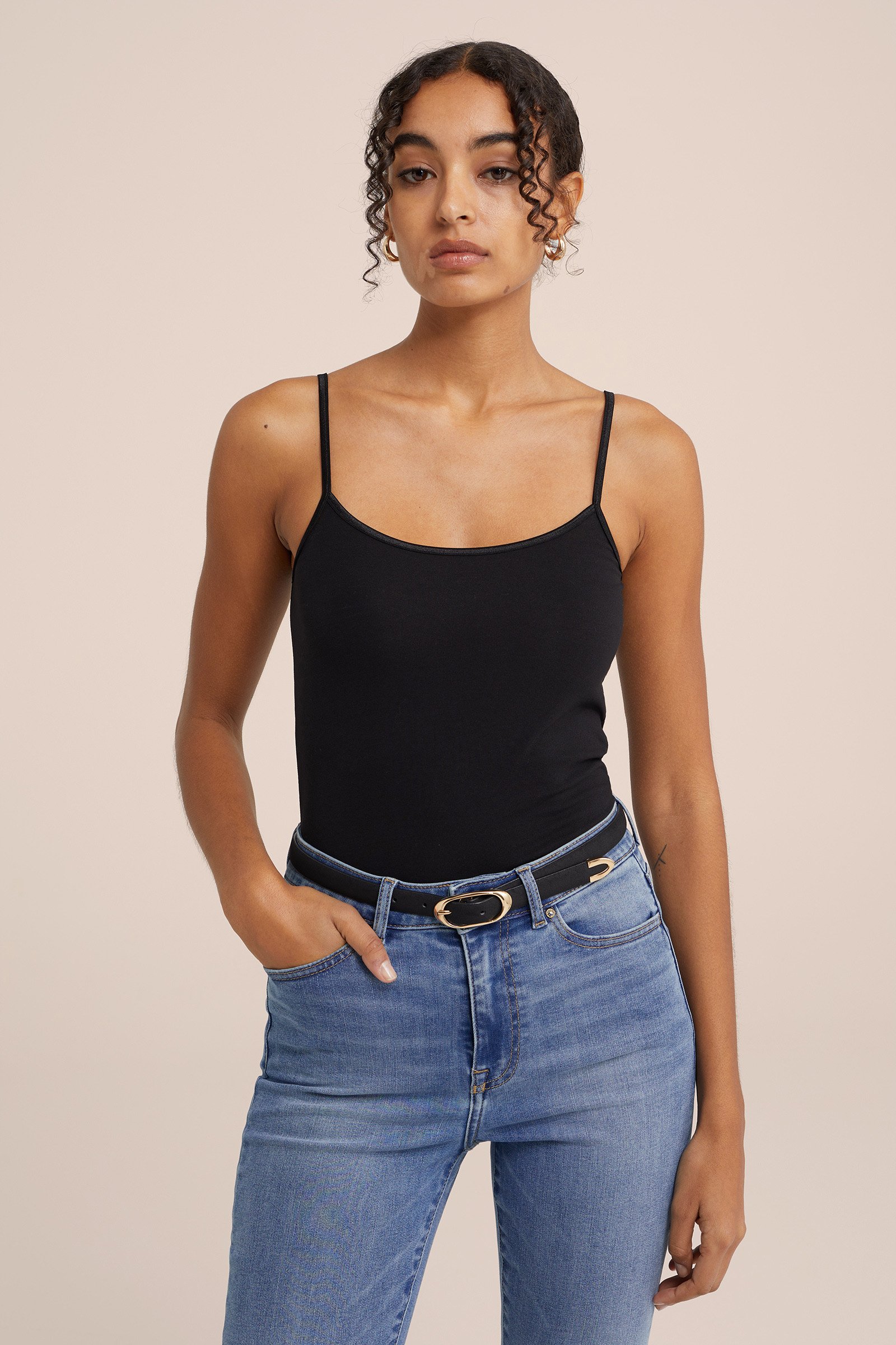 singlet van katoen WE Fashion Zwart