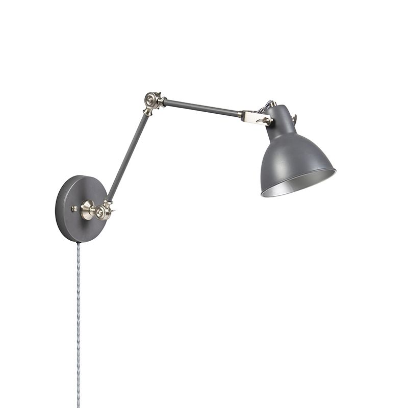 Industriële wandlamp grijs verstelbaar - Dazzle