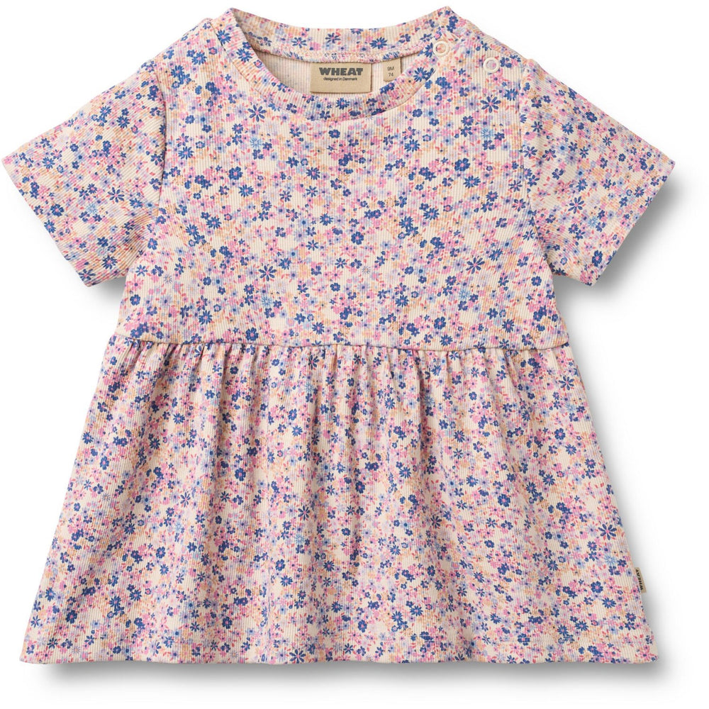 Køb Wheat Pink Blue Flowers Jersey Kjole Anna