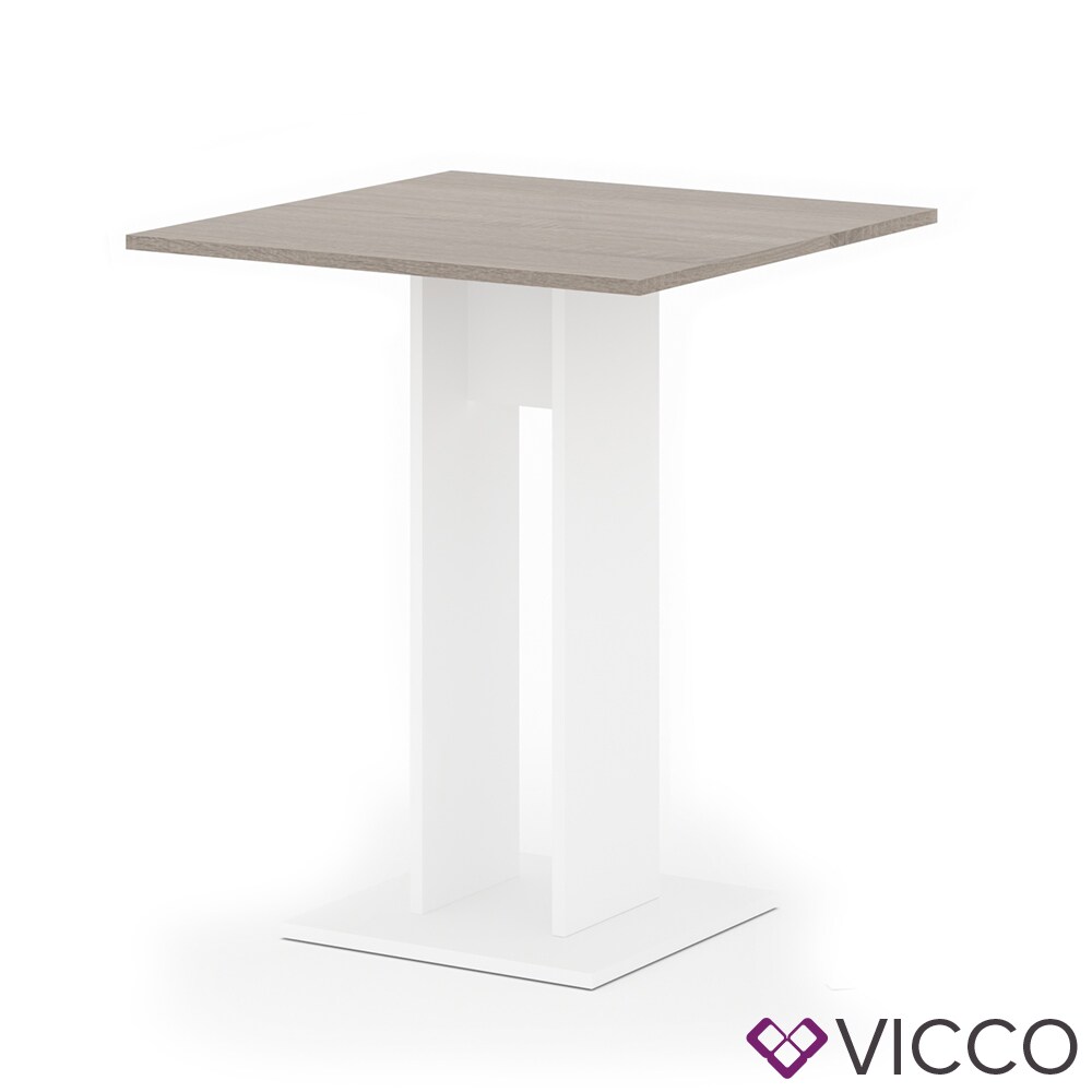 VICCO Esstisch EWERT Küchentisch Esszimmer Säulentisch weiß Sonoma Eiche 65x65