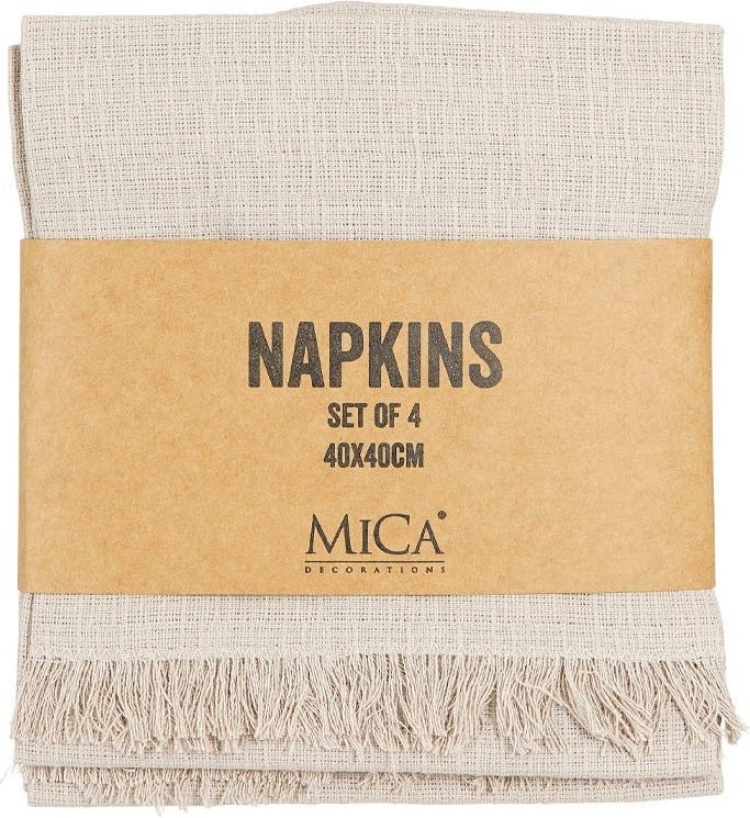 Mica Decorations servet Villia beige 40 x 40 cm 4 stuks