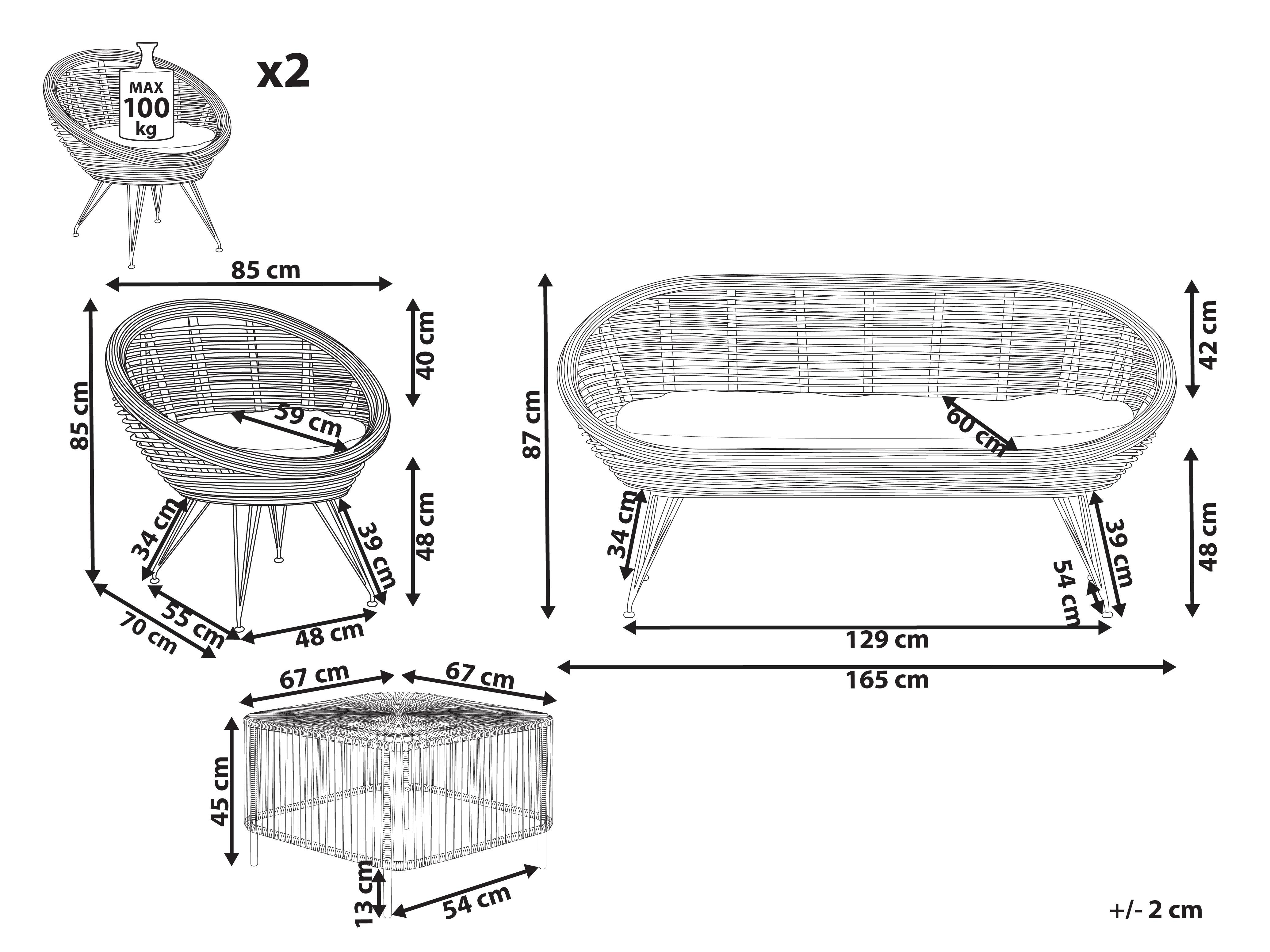Loungeset met tafel 4-zits MARATEA/CESENATICO Rotan Natuurlijk