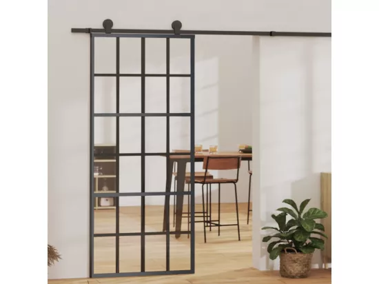 Porte coulissante et quincaillerie Verre et Aluminium 90x205 cm