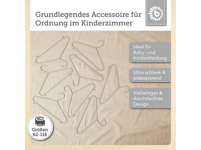 bieco Kleiderbügel 8er Set Silber Kleiderbügel-Set für Kinder