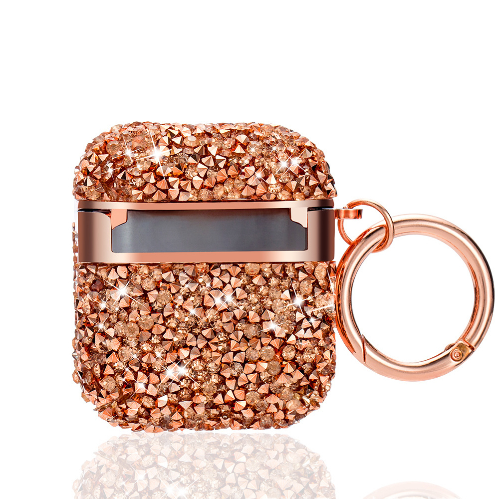 AirPods (1. & 2. Generation) Glitzer Schutzhülle im Diamanten Look Case   Scharnierring - Silber