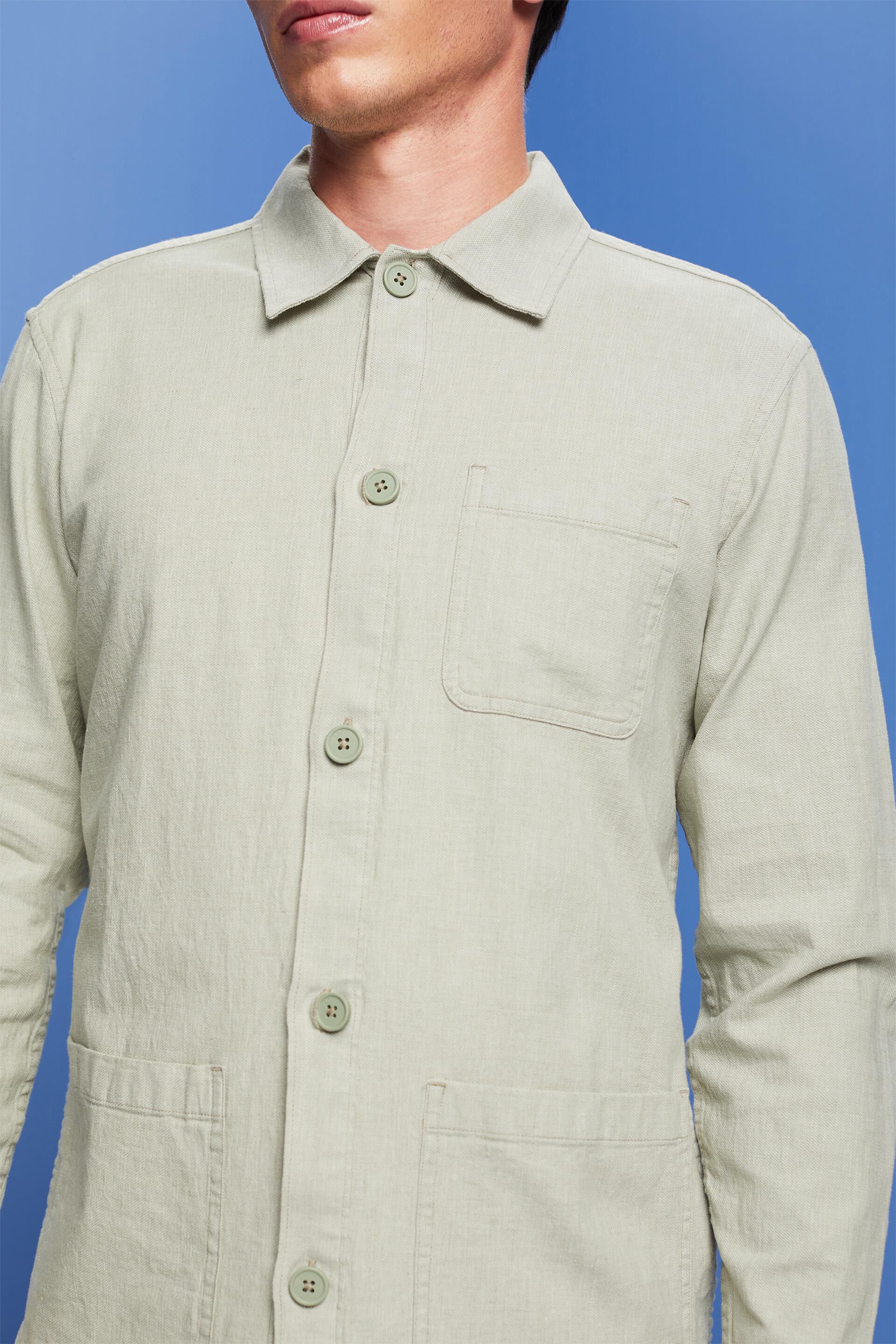 Chemise à chevrons, en lin mélangé